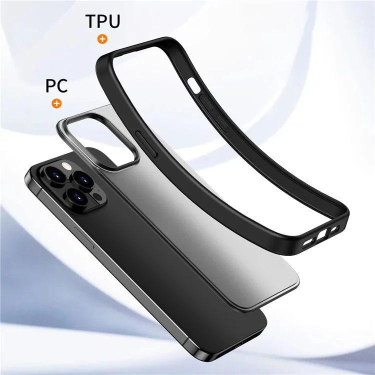 Magic Series TPU + PC Phone Case for iPhone 15 Pro Max , Translucent Matte Protective Cover - Black