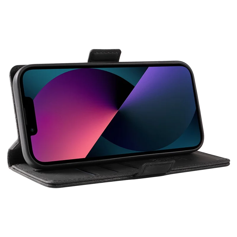 YIKATU YK-005 Pour iPhone 15 Plus Coque de protection anti-rayures en cuir PU Étui de téléphone avec support - Noir