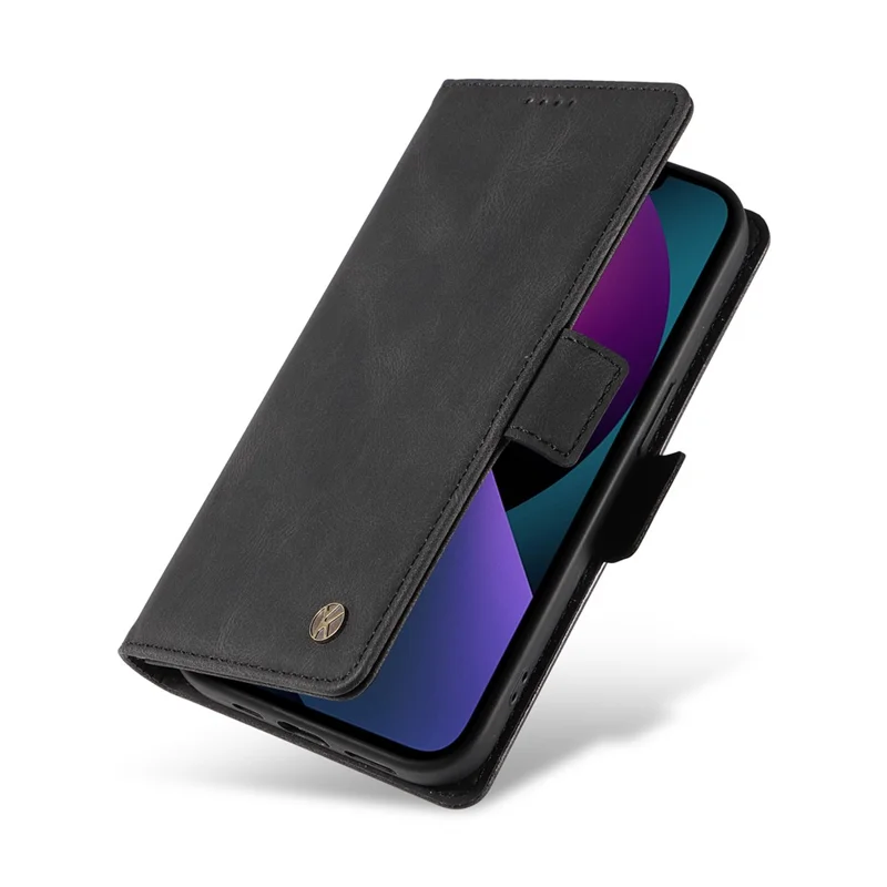 YIKATU YK-005 Pour iPhone 15 Plus Coque de protection anti-rayures en cuir PU Étui de téléphone avec support - Noir