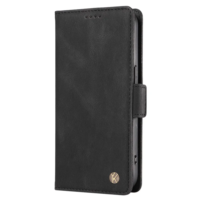 YIKATU YK-005 Pour iPhone 15 Plus Coque de protection anti-rayures en cuir PU Étui de téléphone avec support - Noir