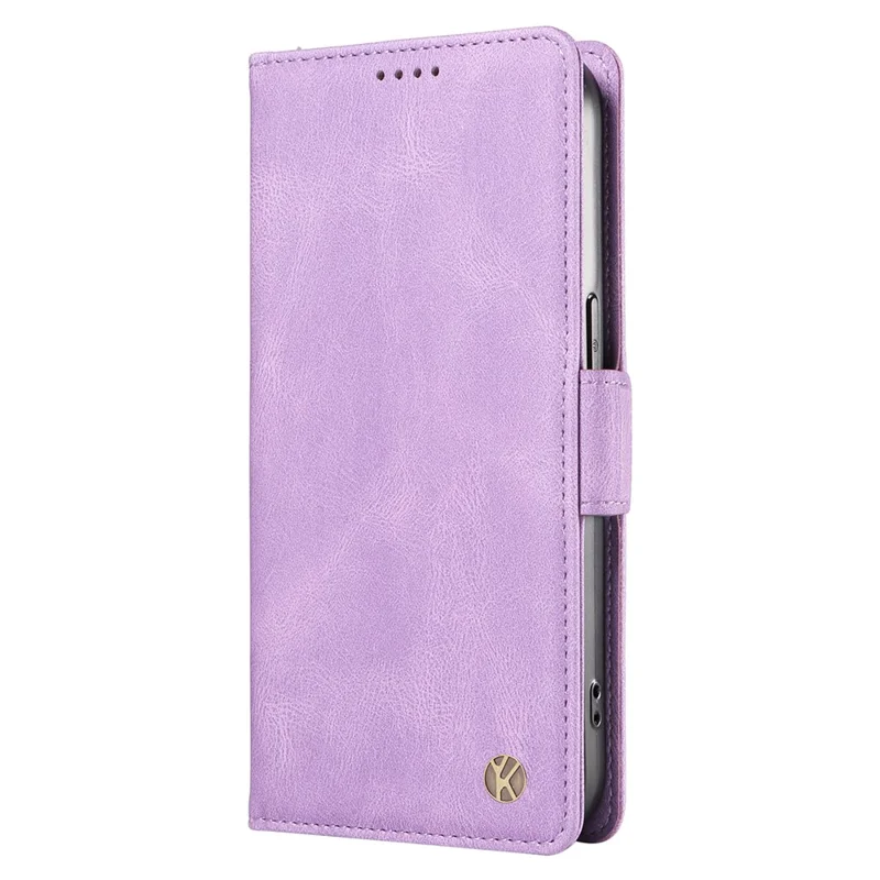 YIKATU YK-005 PU Leather Phone Case for iPhone 15 Pro Max , Skin-touch Shockproof Wallet Stand Cover - Purple