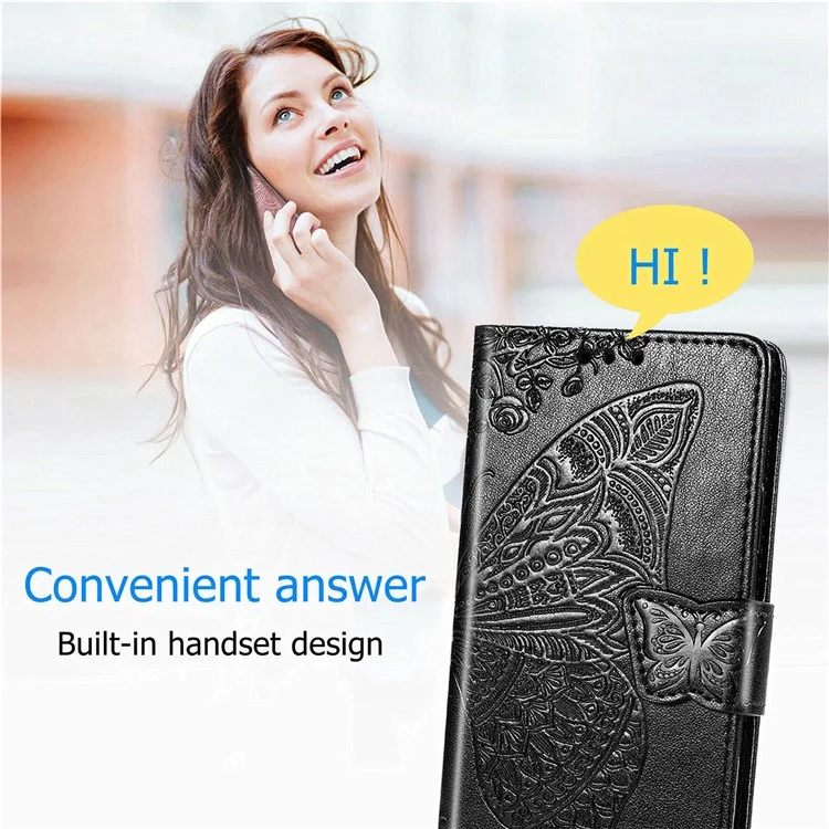 Для Samsung Galaxy Z Fold5 5G Butterfly Imprinted Stand Wallet Case PU Leather Fully Wrapped Phone Cover - Черный