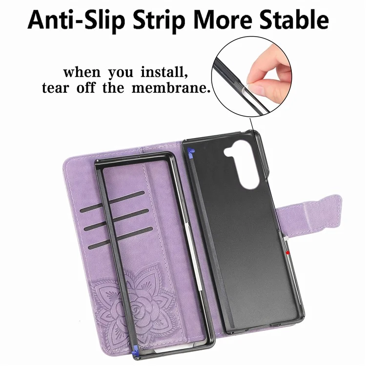 Для Samsung Galaxy Z Fold5 5G Butterfly Imprinted Stand Wallet Case PU Leather Fully Wrapped Phone Cover - Черный
