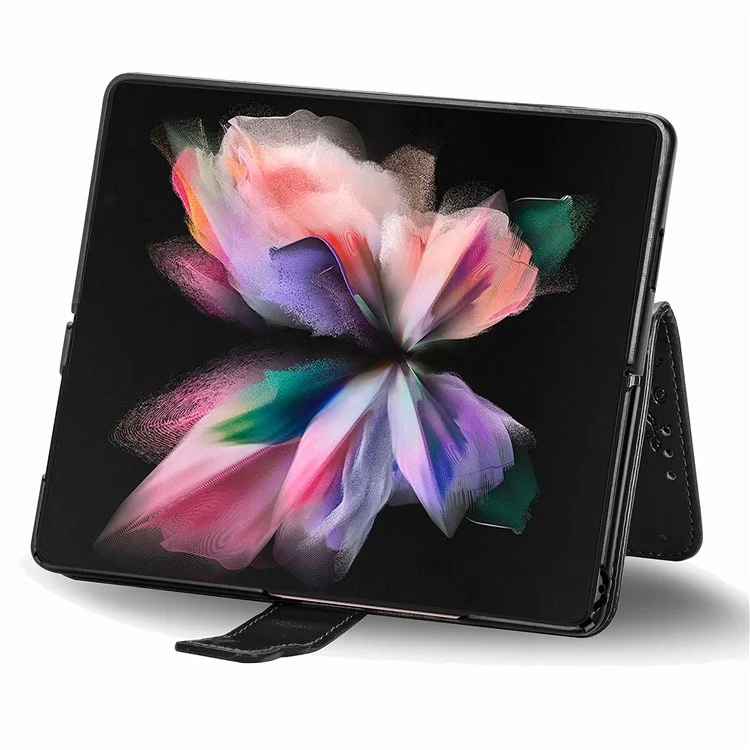 Для Samsung Galaxy Z Fold5 5G Butterfly Imprinted Stand Wallet Case PU Leather Fully Wrapped Phone Cover - Черный
