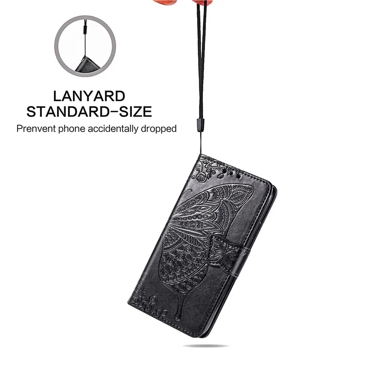 Для Samsung Galaxy Z Fold5 5G Butterfly Imprinted Stand Wallet Case PU Leather Fully Wrapped Phone Cover - Черный
