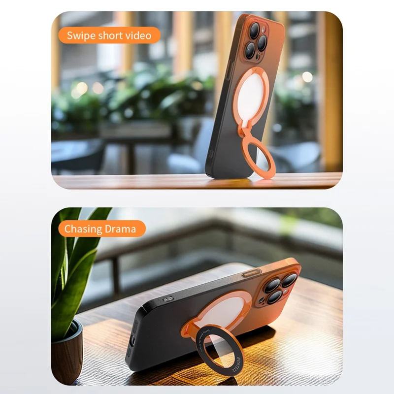 VOERO Skin-Touch Hard PC Case für iPhone 15 Pro Max Kickstand Handyhülle kompatibel mit MagSafe - Farbverlauf Lila