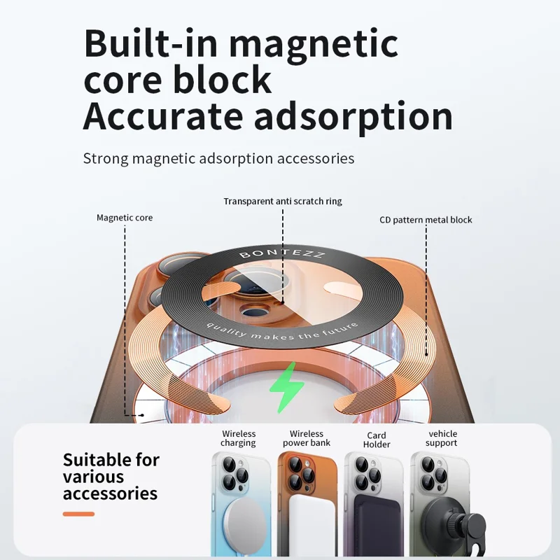 VOERO Shockproof Case for iPhone 15 Pro Kickstand Hard PC Phone Cover Compatible with MagSafe - Gradient Blue