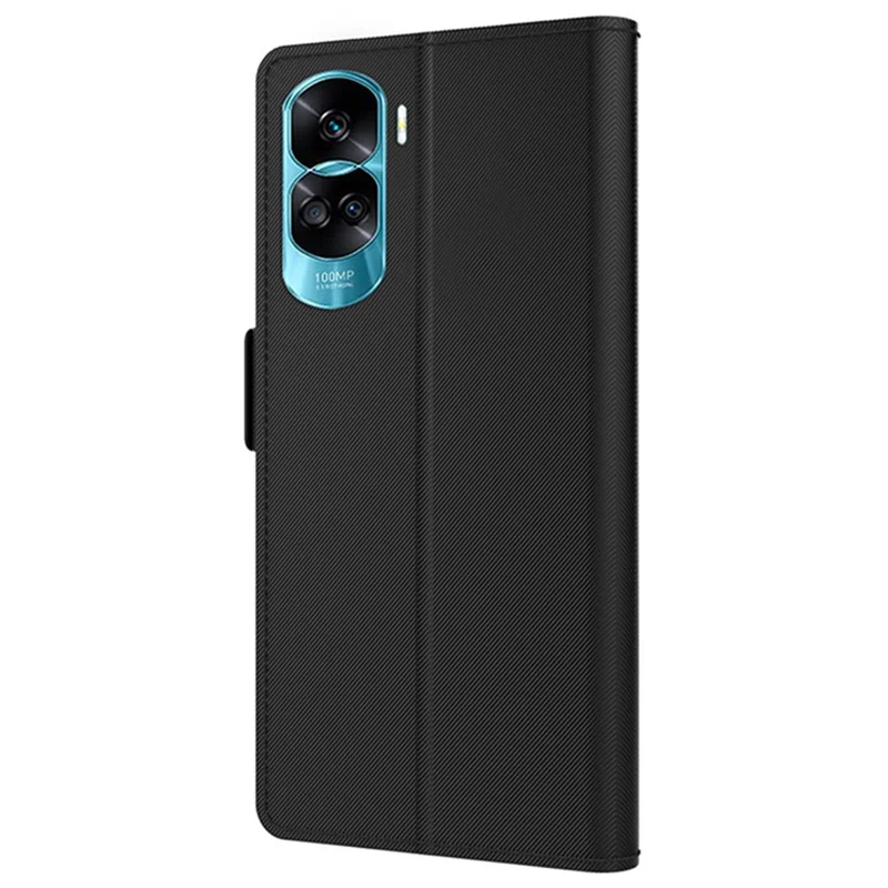 For Honor 90 Lite 5G / X50i 5G Foldable Stand Leather Cover Phone Case with Card Slot and Mirror - Black