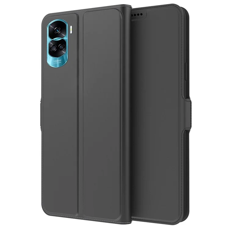 Для Honor 90 Lite 5G / X50i 5G Ударопрочный чехол для телефона из ПУ-кожи с держателем для карт - черный