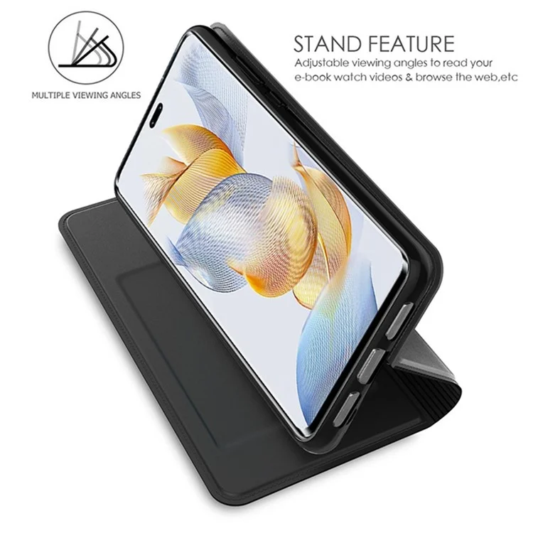 Funda de teléfono For Honor 90 Pro con ranura para tarjeta, protección contra caídas, de cuero sintético y con soporte - Negro