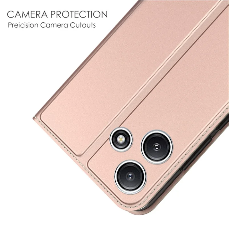 For Xiaomi Redmi 12 5G (Global) / Poco M6 Pro 5G Card Slot Phone Cover Shockproof PU Leather Stand Phone Case - Rose Gold