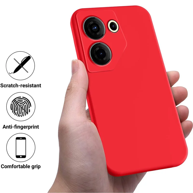 For TECNO Camon 20 Pro 5G Cell Phone Case Soft Lining Liquid Silicone Anti-Scratch Cover - Red