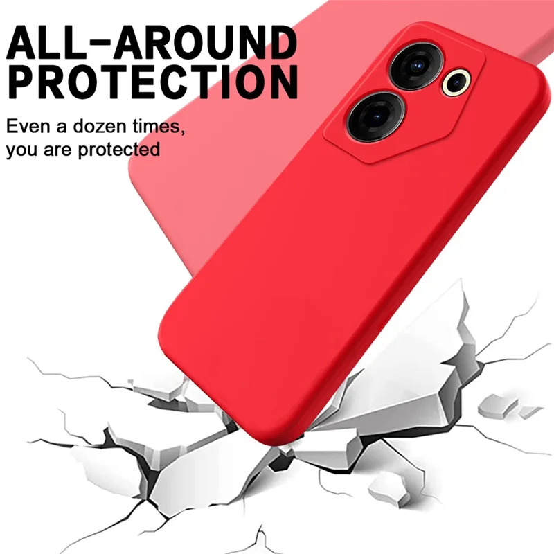 For TECNO Camon 20 Pro 5G Cell Phone Case Soft Lining Liquid Silicone Anti-Scratch Cover - Red