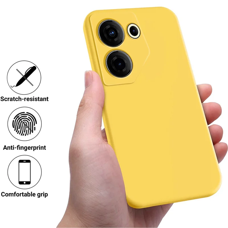 For TECNO Camon 20 Pro 5G Cell Phone Case Soft Lining Liquid Silicone Anti-Scratch Cover - Yellow