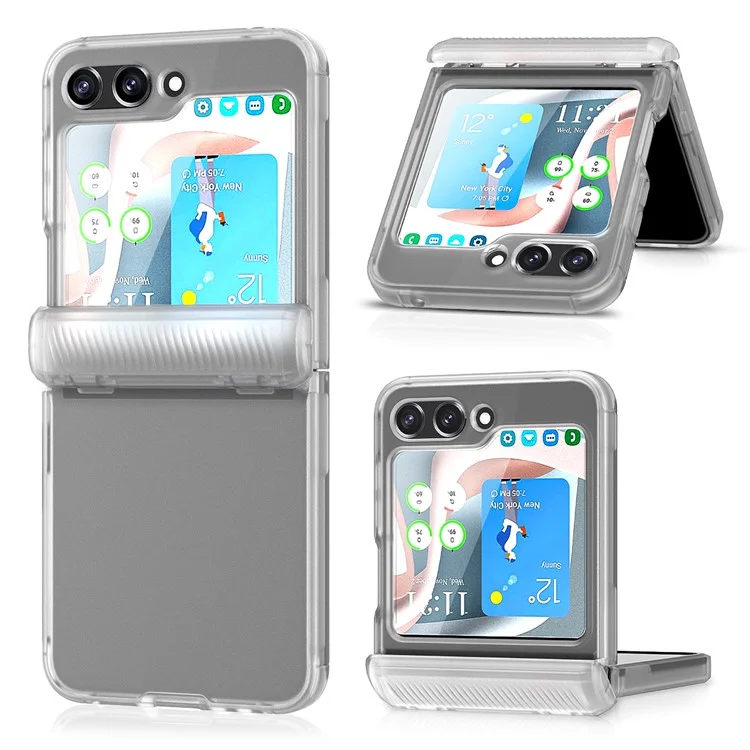 Für Samsung Galaxy Z Flip5 5G PC+TPU Matt Phone Hülle Scharnierschutzabdeckung Mit PET Small Screen Film - Transparent
