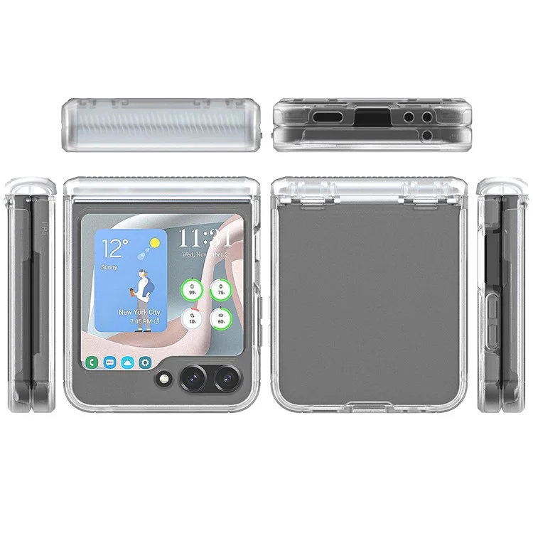 Für Samsung Galaxy Z Flip5 5G PC+TPU Matt Phone Hülle Scharnierschutzabdeckung Mit PET Small Screen Film - Transparent
