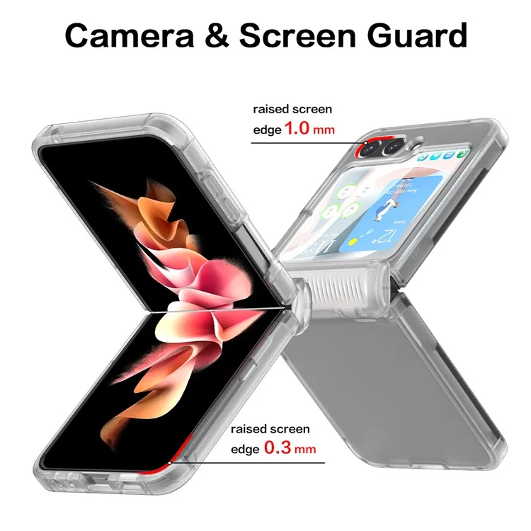 Für Samsung Galaxy Z Flip5 5G PC+TPU Matt Phone Hülle Scharnierschutzabdeckung Mit PET Small Screen Film - Transparent