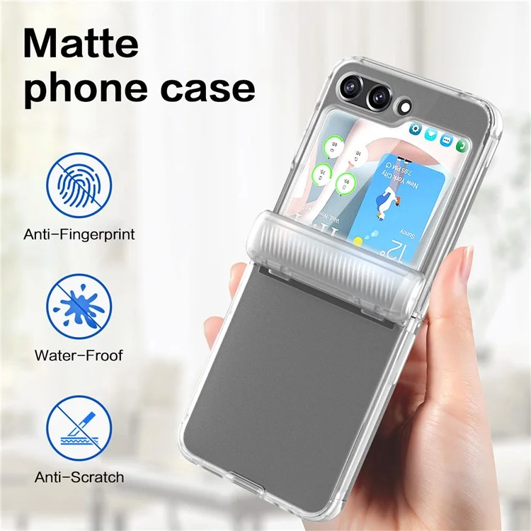 Für Samsung Galaxy Z Flip5 5G PC+TPU Matt Phone Hülle Scharnierschutzabdeckung Mit PET Small Screen Film - Transparent
