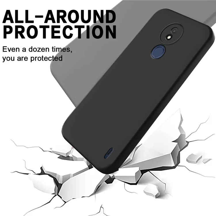 Für Nokia C21 Flüssigsilikon-Schale stoßfestes Handy-Gehäuse Soft-Futter Anti-Kratz-Abdeckung - Schwarz