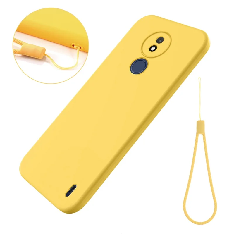 Per Nokia C21 Liquid Silicone Shell Shockproof Phone Case Soft Lining Anti-Scratch Cover - Yellow