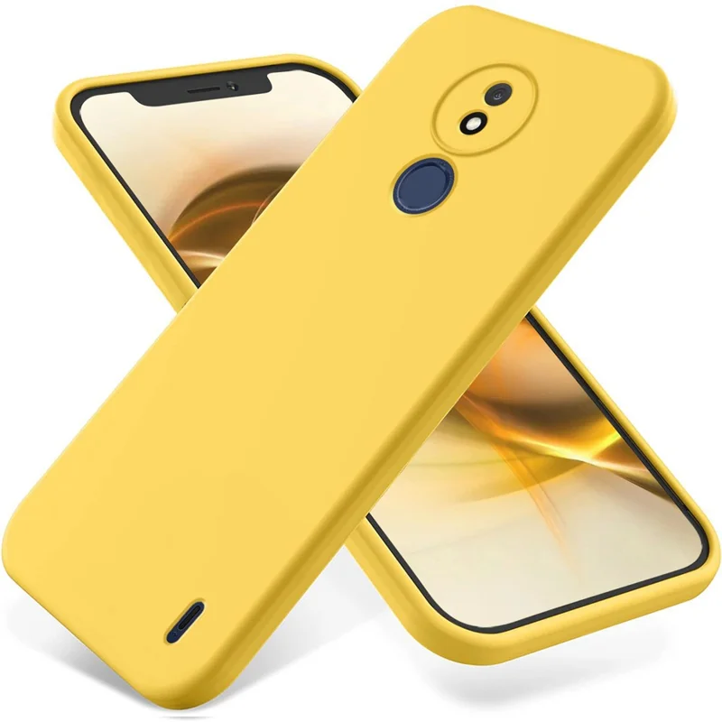 Per Nokia C21 Liquid Silicone Shell Shockproof Phone Case Soft Lining Anti-Scratch Cover - Yellow