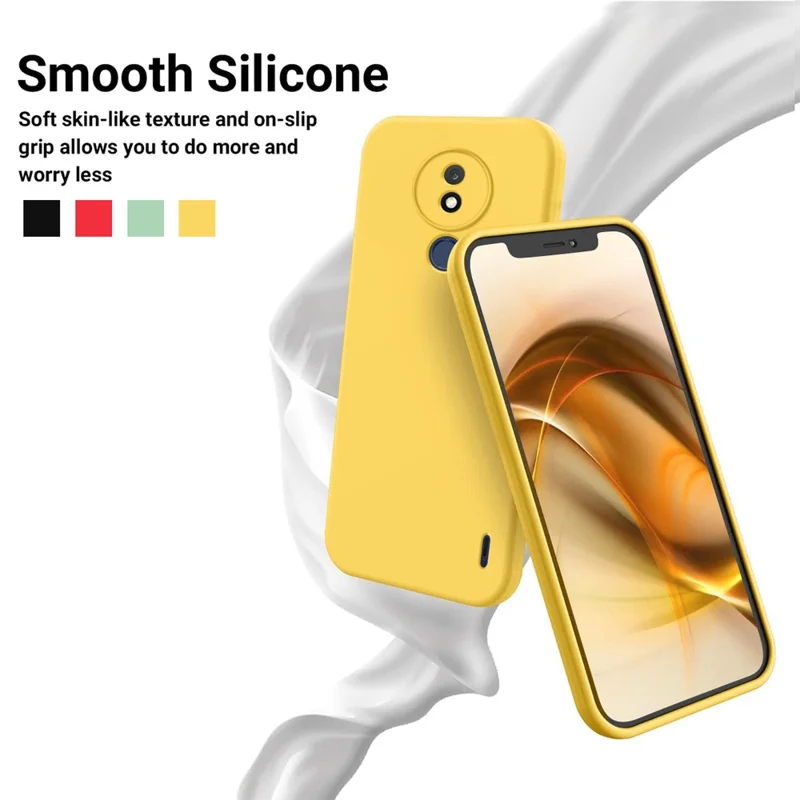 Per Nokia C21 Liquid Silicone Shell Shockproof Phone Case Soft Lining Anti-Scratch Cover - Yellow