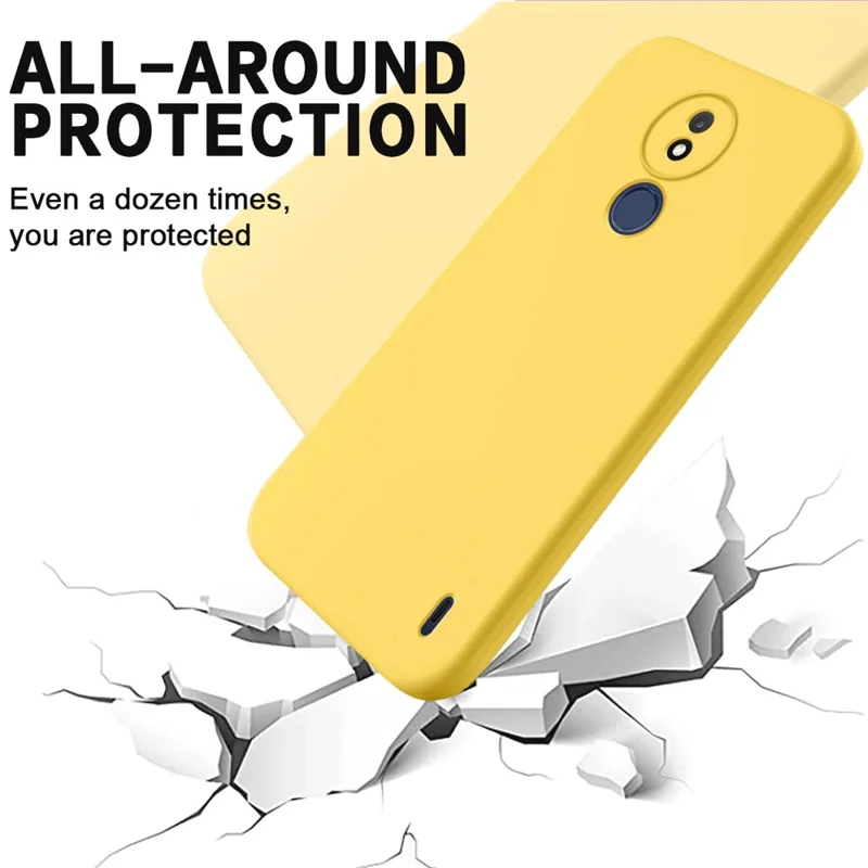 Per Nokia C21 Liquid Silicone Shell Shockproof Phone Case Soft Lining Anti-Scratch Cover - Yellow
