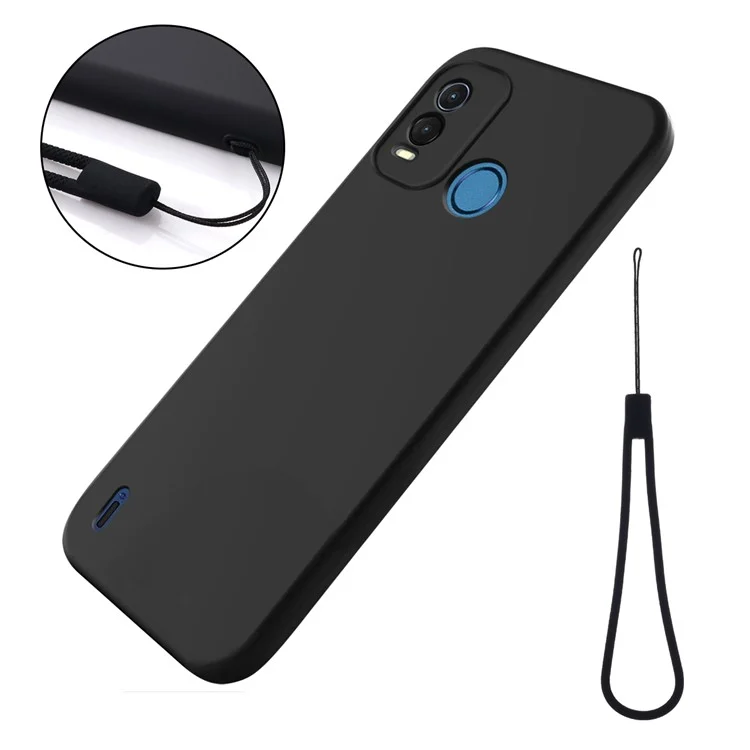 For Nokia G11 Plus 4G Mobile Phone Case Liquid Silicone+Soft Lining Anti-Scratch Phone Shell Cover - Black