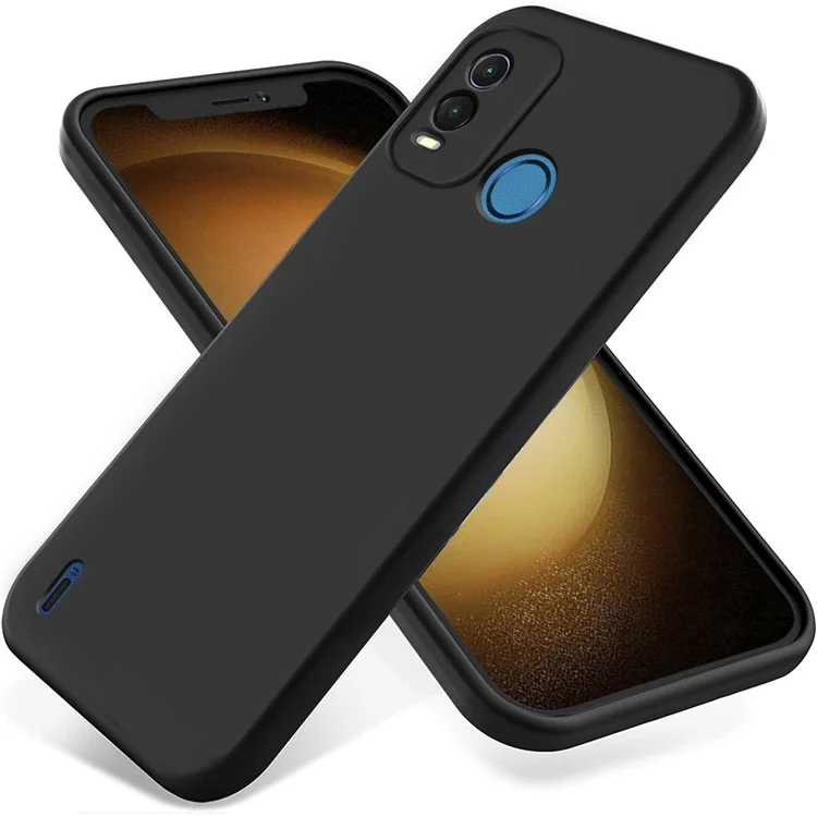 For Nokia G11 Plus 4G Mobile Phone Case Liquid Silicone+Soft Lining Anti-Scratch Phone Shell Cover - Black