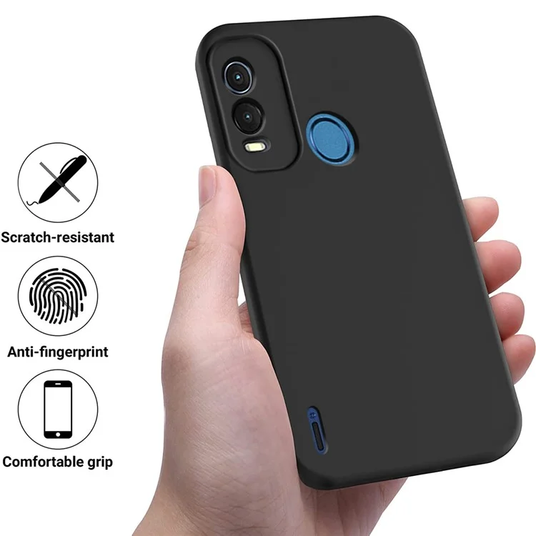 For Nokia G11 Plus 4G Mobile Phone Case Liquid Silicone+Soft Lining Anti-Scratch Phone Shell Cover - Black