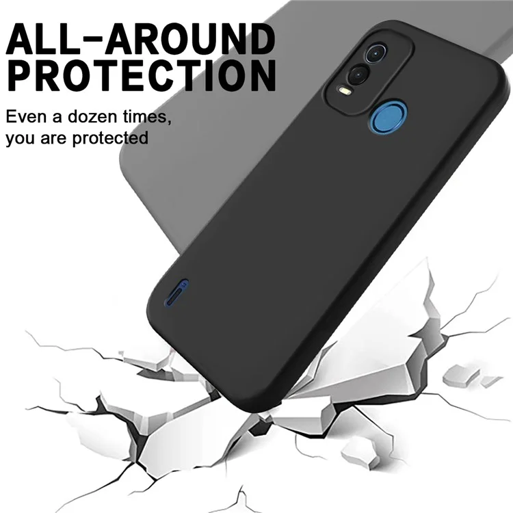 For Nokia G11 Plus 4G Mobile Phone Case Liquid Silicone+Soft Lining Anti-Scratch Phone Shell Cover - Black