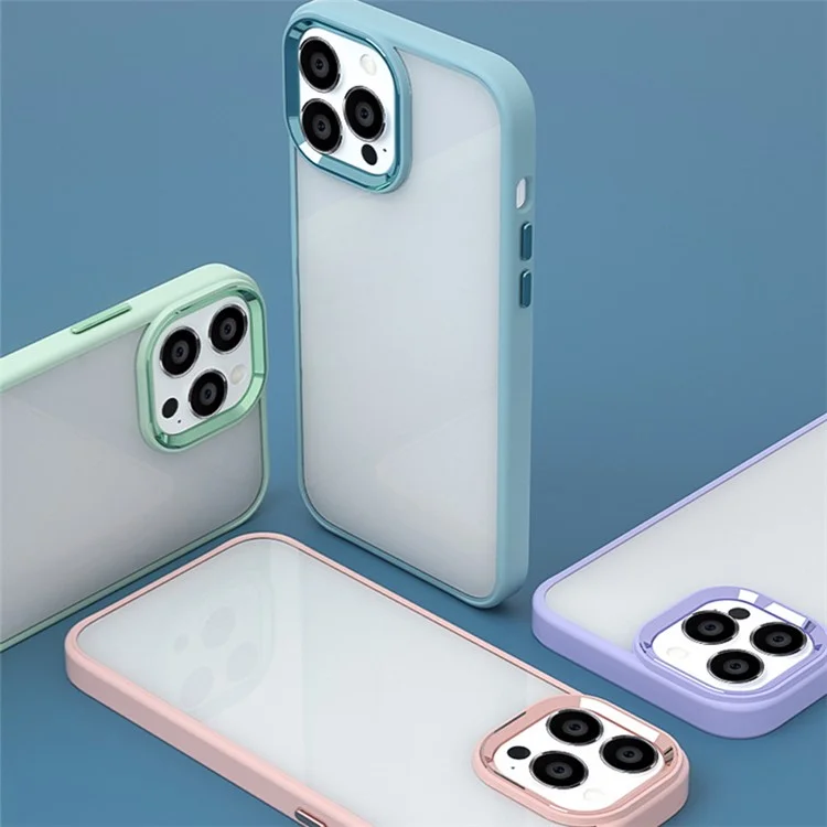 For iPhone 15 Candy Color TPU+PC Phone Case Skin-touch High Transparency Back Cover - Baby Blue
