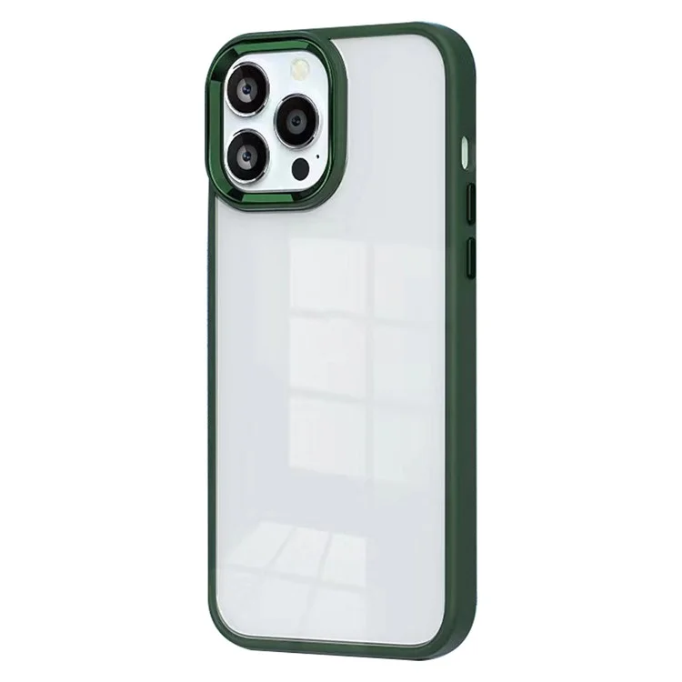 For iPhone 15 Pro Candy Color High Transparency TPU+PC Phone Case Skin-touch Anti-drop Back Cover - Dark Green