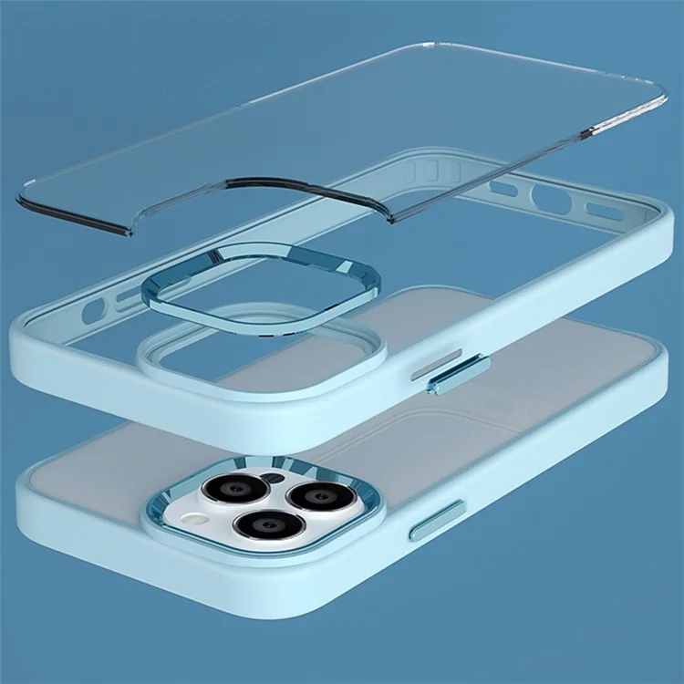 For iPhone 15 Pro Candy Color High Transparency TPU+PC Phone Case Skin-touch Anti-drop Back Cover - Dark Green