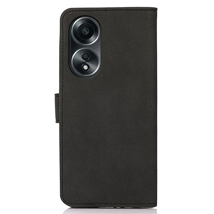 KHAZNEH Para Oppo A58 4G Funda de Teléfono Inteligente de Cuero PU Textureada con Soporte Billetera - Negro
