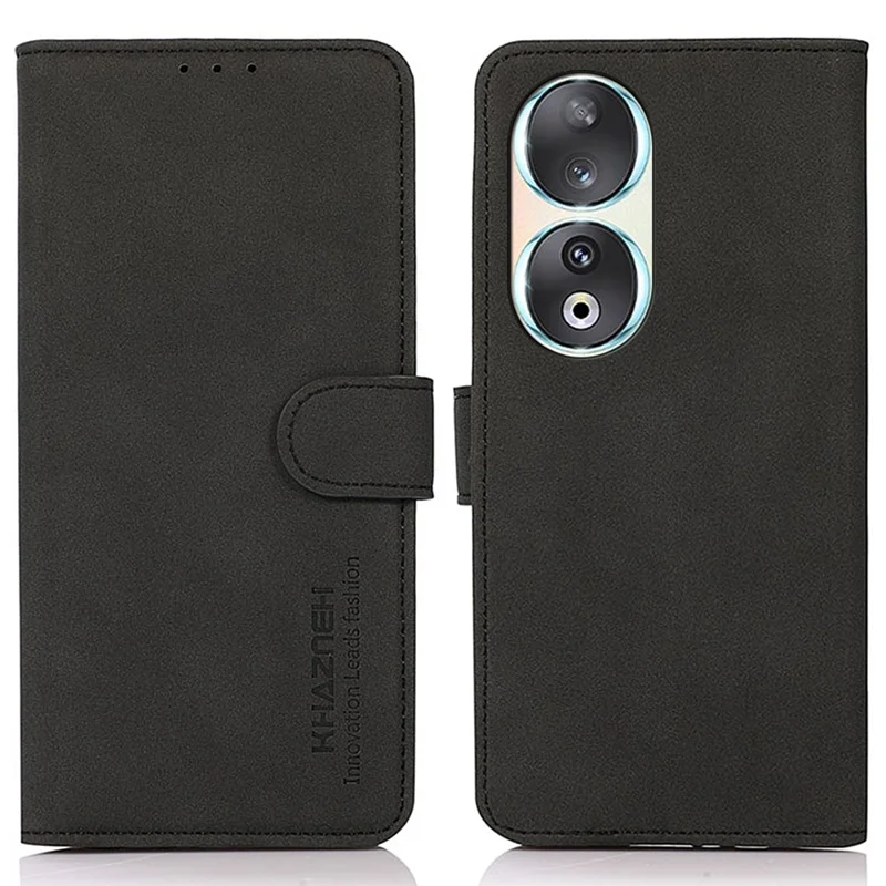 KHAZNEH For Honor 90 Custodia per telefono antipolvere in pelle PU Cover Smartphone Texture Wallet Stand Shell - Nero