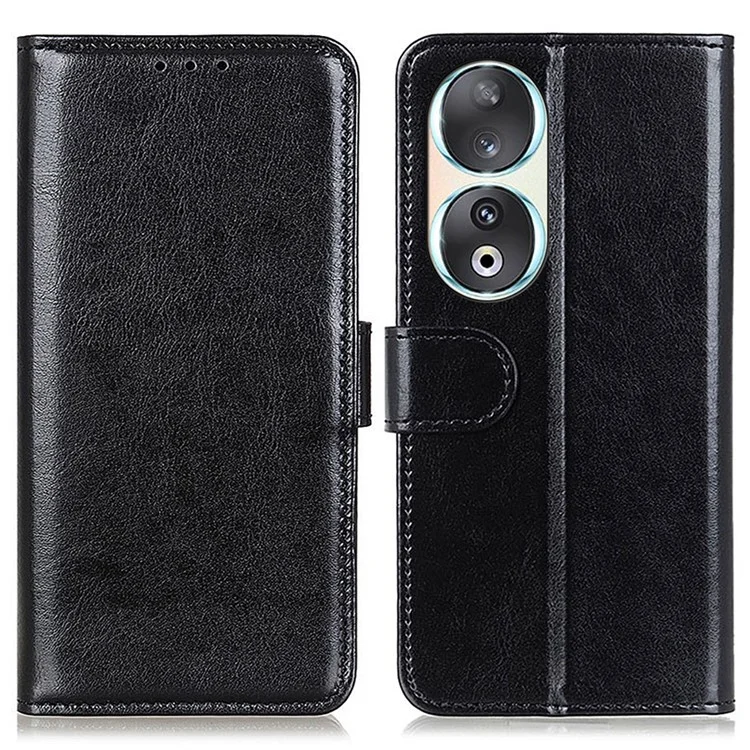 Funda para teléfono móvil para Honor 90, TPU + PU Leather Stand Crazy Horse Texture Wallet Cover - Negro