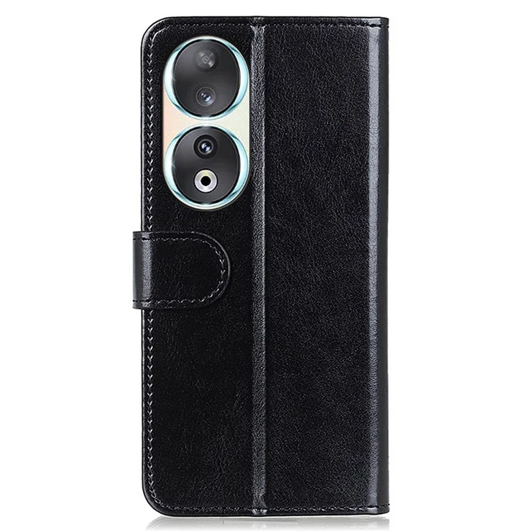 Funda para teléfono móvil para Honor 90, TPU + PU Leather Stand Crazy Horse Texture Wallet Cover - Negro