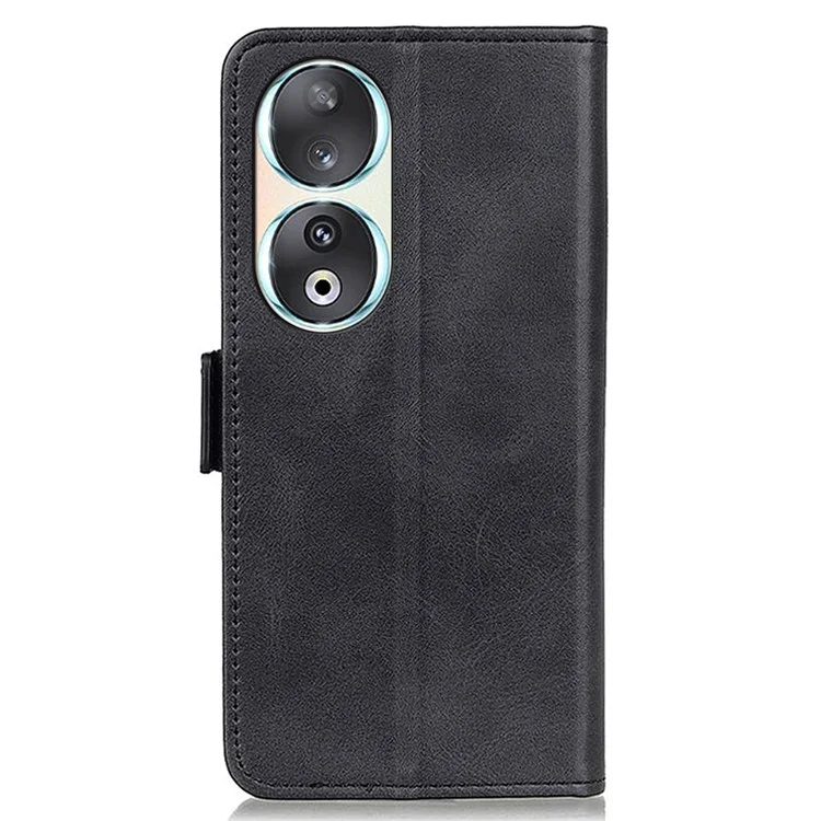 Pour Honor 90 Cowhide Texture Wallet Phone Case PU Leather Cover with Stand - Black