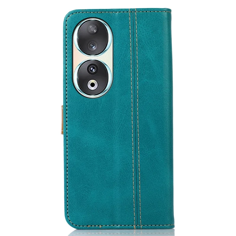 For Honor 90 Full Protection Shell Phone Case Calf Texture Leather Wallet Stand Cover - Light Green