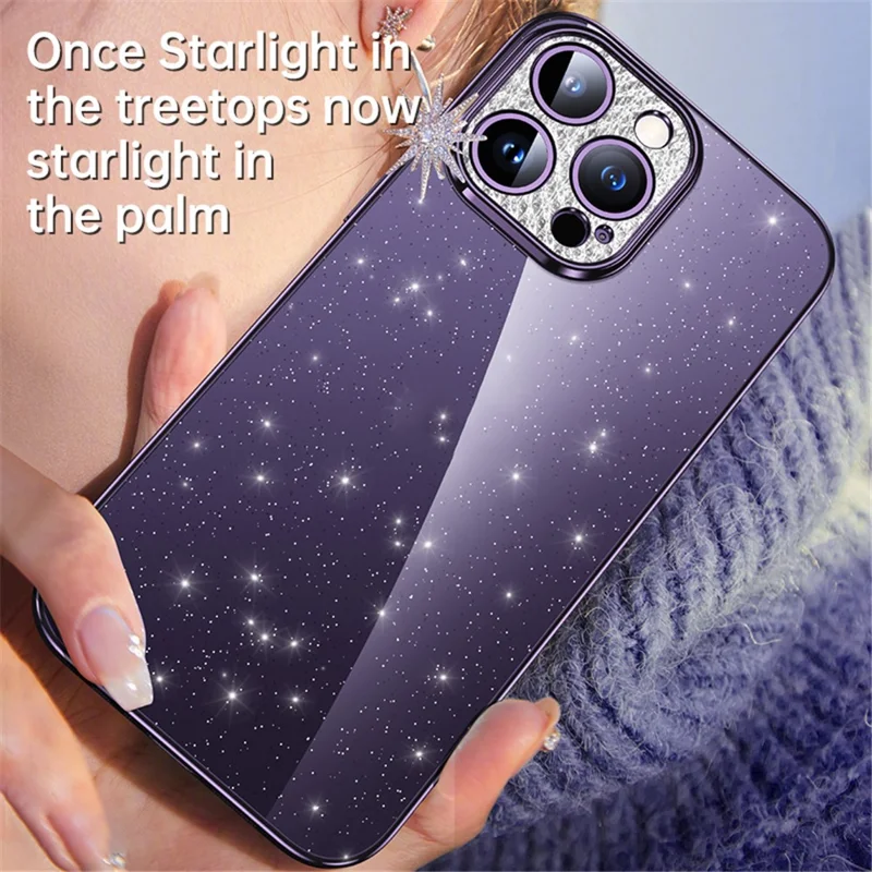 SULADA XingZuan Series Electroplating Case for iPhone 15 Pro Max , Glitter Rhinestone Decor Soft TPU Phone Back Cover - Blue