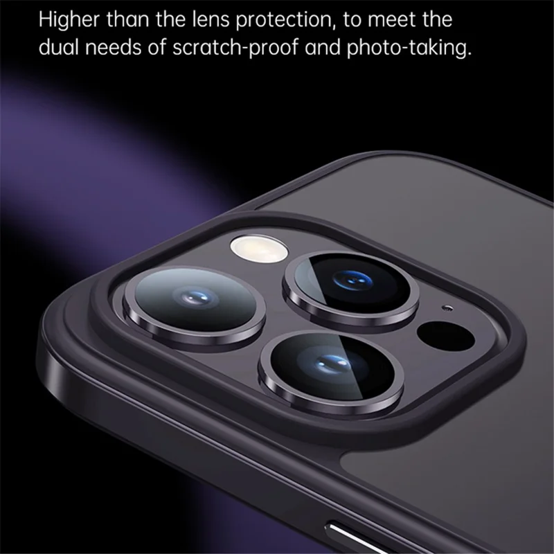 SULADA Minrui Series For iPhone 15 Pro Max Electroplating Clear Phone Case Metal Frame TPU+Tempered Glass Cover - Black