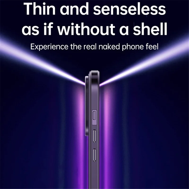 SULADA Minrui Series For iPhone 15 Pro Max Electroplating Clear Phone Case Metal Frame TPU+Tempered Glass Cover - Black