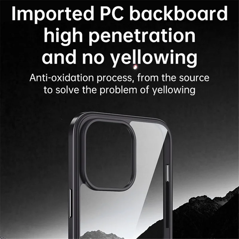 SULADA Minrui Series For iPhone 15 Metal Frame TPU+Tempered Glass Phone Cover Electroplated Clear Case - Black