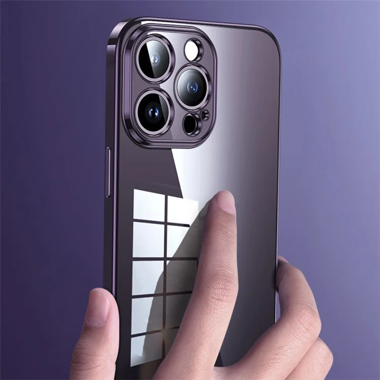 SULADA Für iPhone 15 Pro TPU Back Cover Electroplating Straight Edge Clear Phone Case - Violett