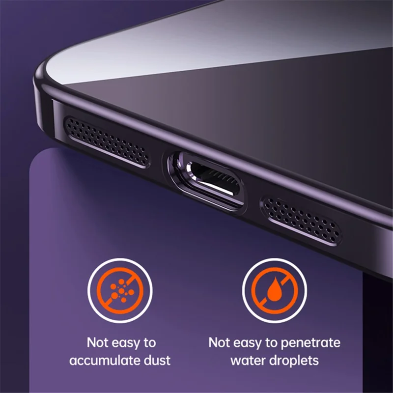 SULADA For iPhone 15 Pro Max Scratch Proof Electroplating Straight Edge Clear Phone Case TPU Cover - Silver