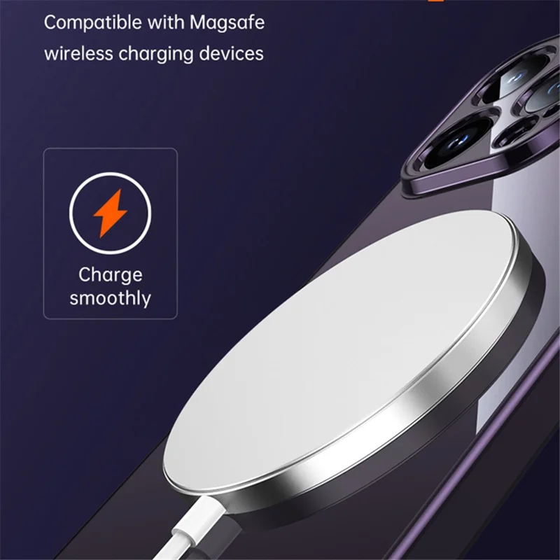 SULADA For iPhone 15 Pro Max Scratch Proof Electroplating Straight Edge Clear Phone Case TPU Cover - Silver