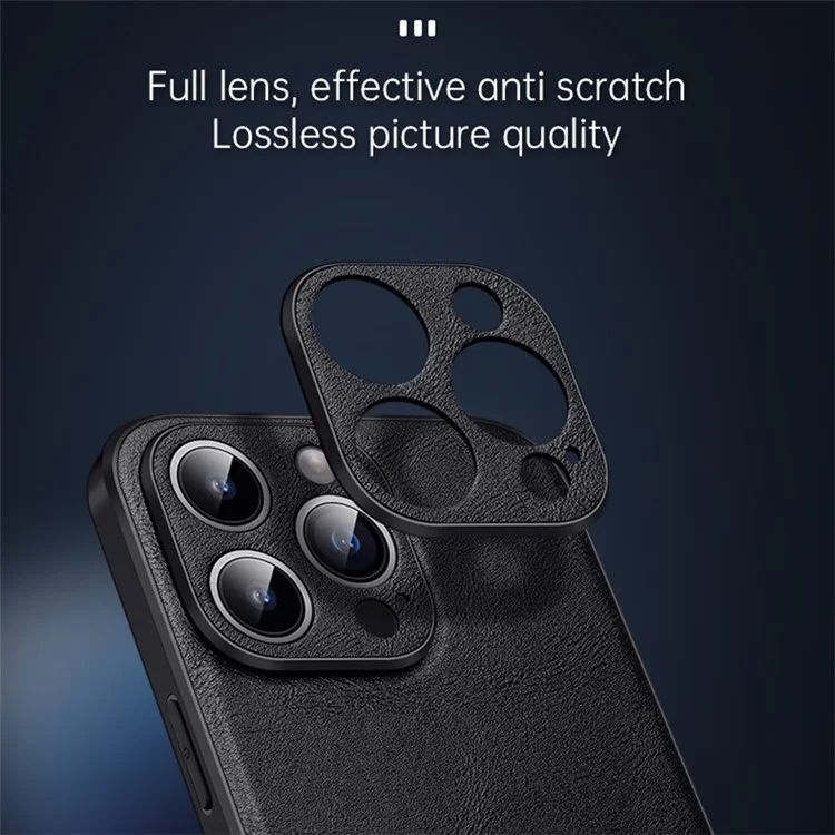 SULADA для iPhone 15 Pro PU кожа+TPU+PC чехол для телефона с текстурой под кожу коровы, противоударный чехол - черный