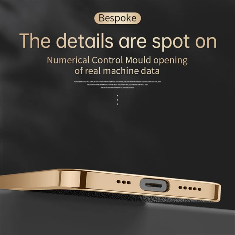 SULADA Para iPhone 15 Plus Capa Antirrisco Eletrificada Textura de Lichia Couro PU+PC+TPU - Preto