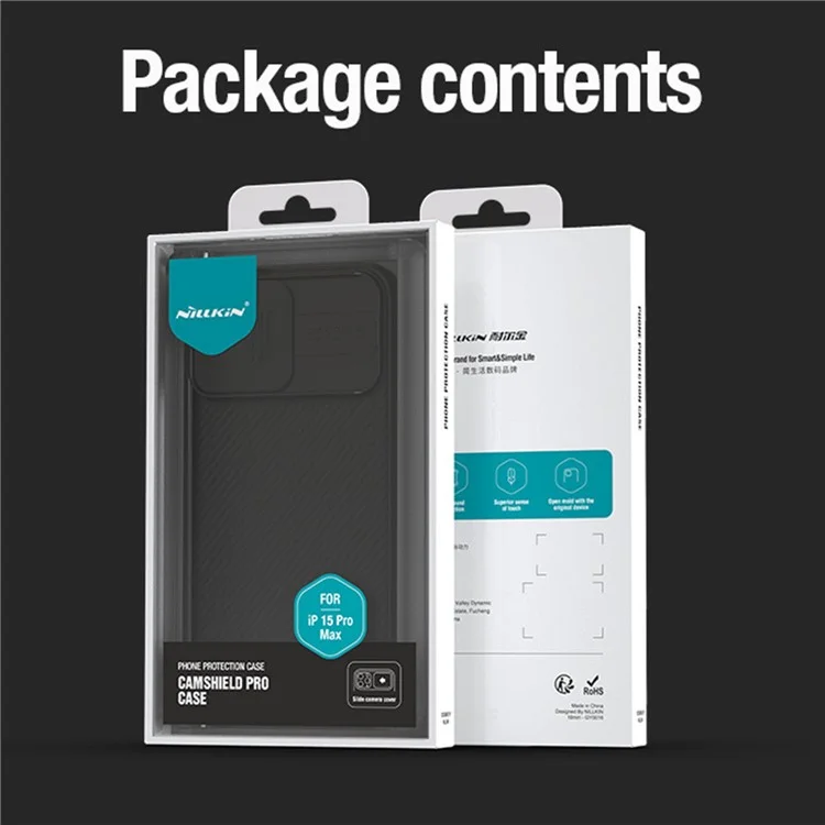 NILLKIN CamShield Pro Series per iPhone 15 Pro Custodia per telefono PC+TPU Copertura scudo fotocamera scorrevole - Nero